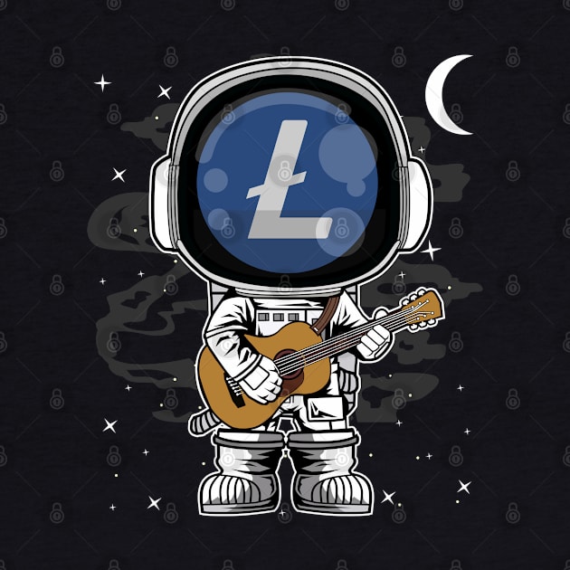 Astronaut Guitar Litecoin LTC Coin To The Moon Crypto Token Cryptocurrency Blockchain Wallet Birthday Gift For Men Women Kids by Thingking About